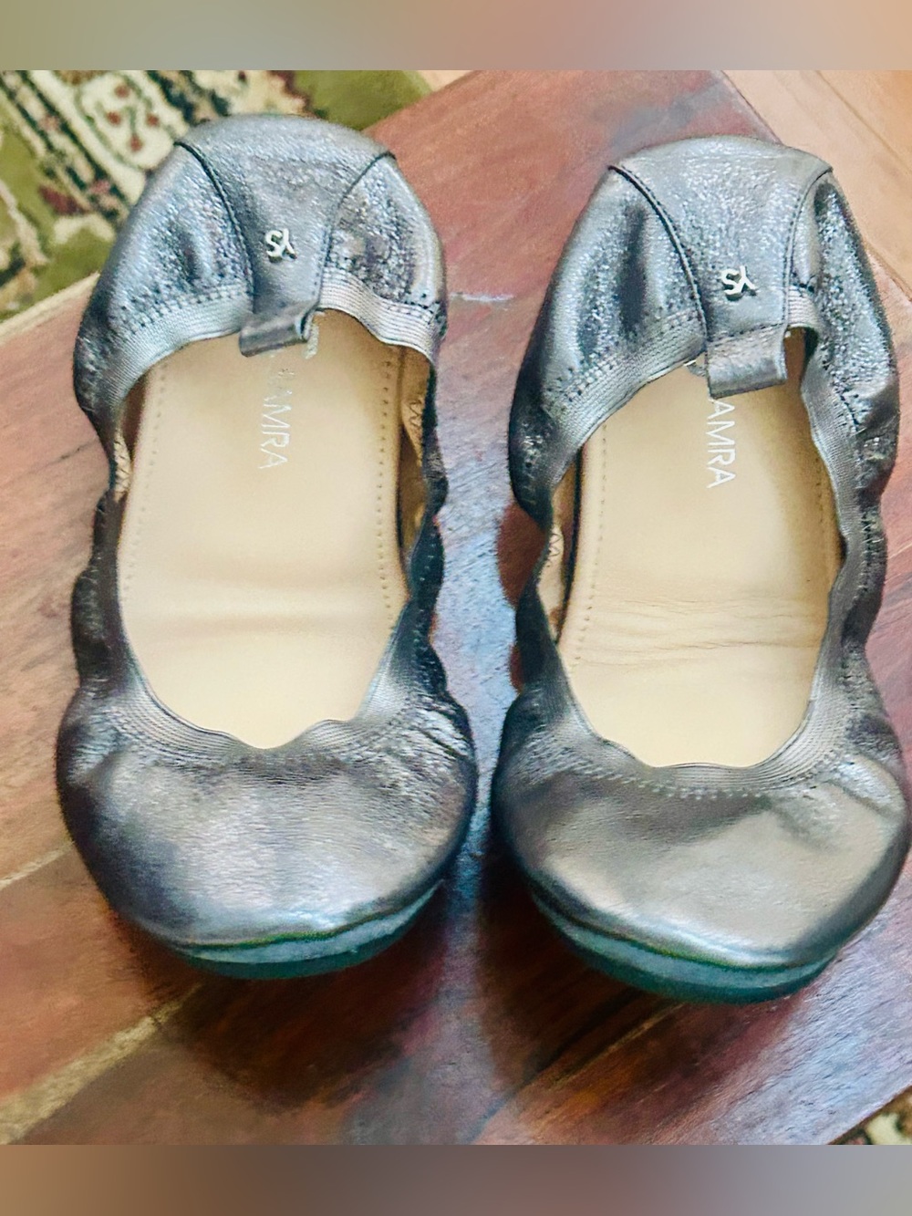 Yosi Samra Samara Metallic Leather  Foldable Ballet Flats size 7.5-8